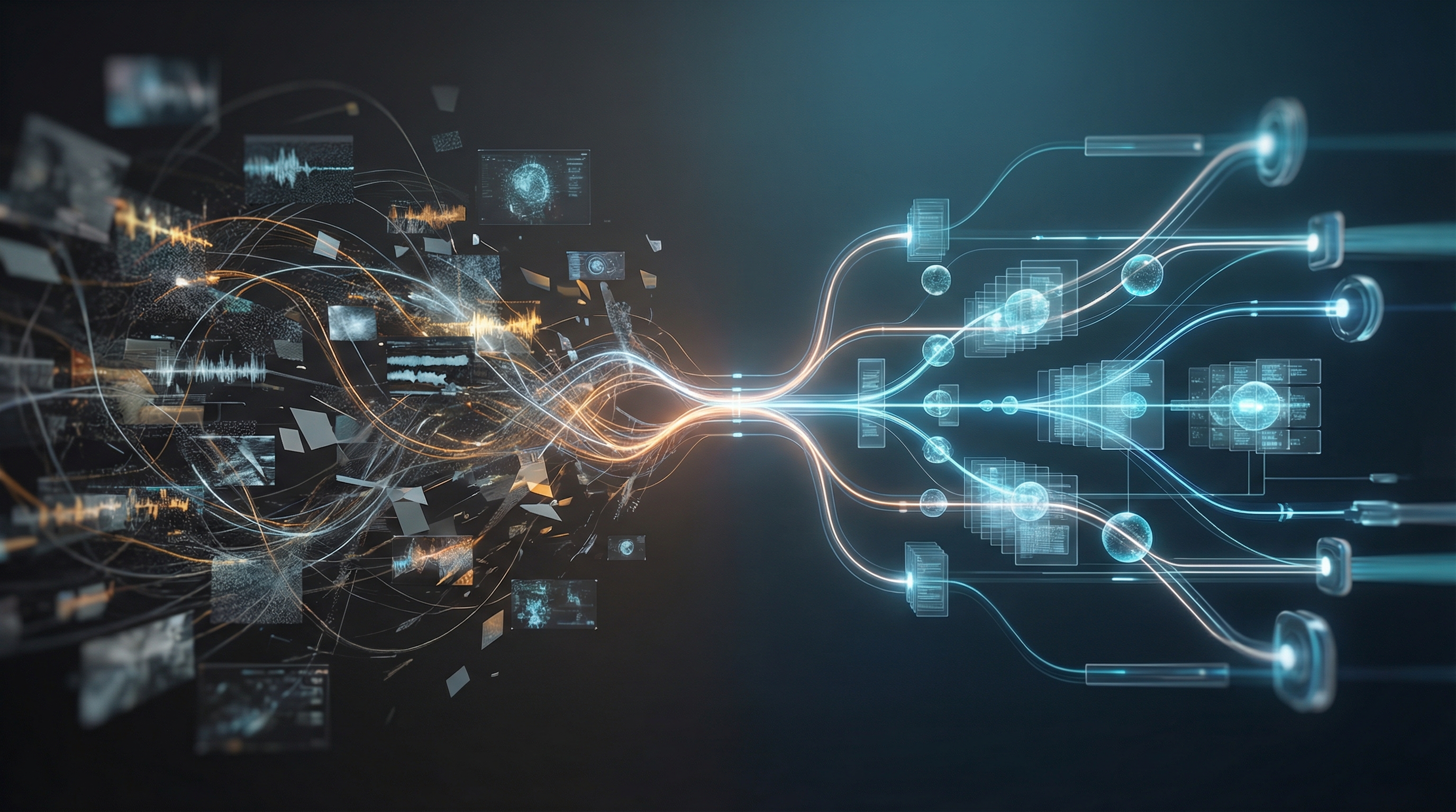 Visual transition from media chaos to organized retrieval